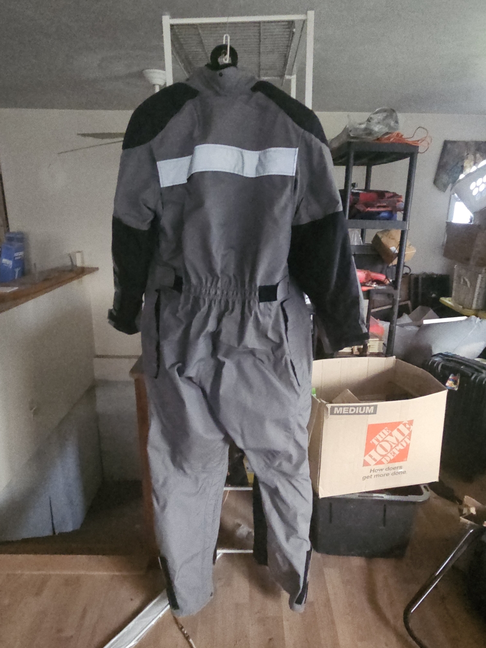 Equipment Gray and Black Reflective-Strip One-Piece Coverall